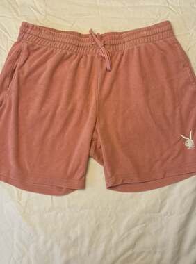 Playboy Men's Pink Terry Cloth Lounge Shorts